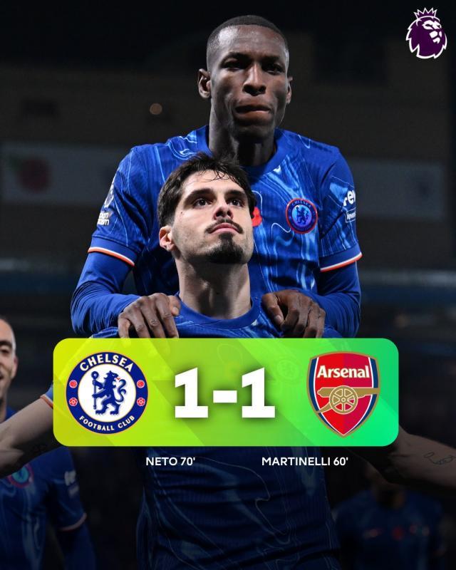 kaiyun sports-【英超】切尔西1比1阿森纳，马丁内利进球，内托扳平